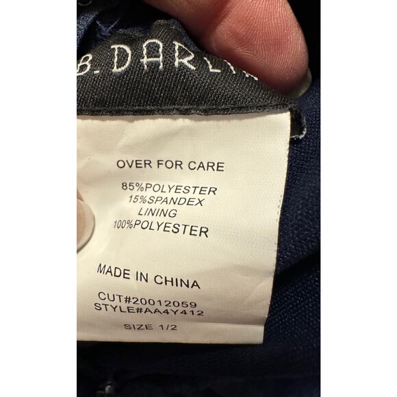 B Darlin Navy Blue Ruched Spaghetti Strap Backless Dress Size 1/2 - Picture 6 of 11